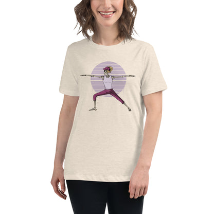 SKELLIES Women's Graphic T-shirt - Skeleton Yoga Warrior T-shirt Print, Relaxed Fit, Casual Wear