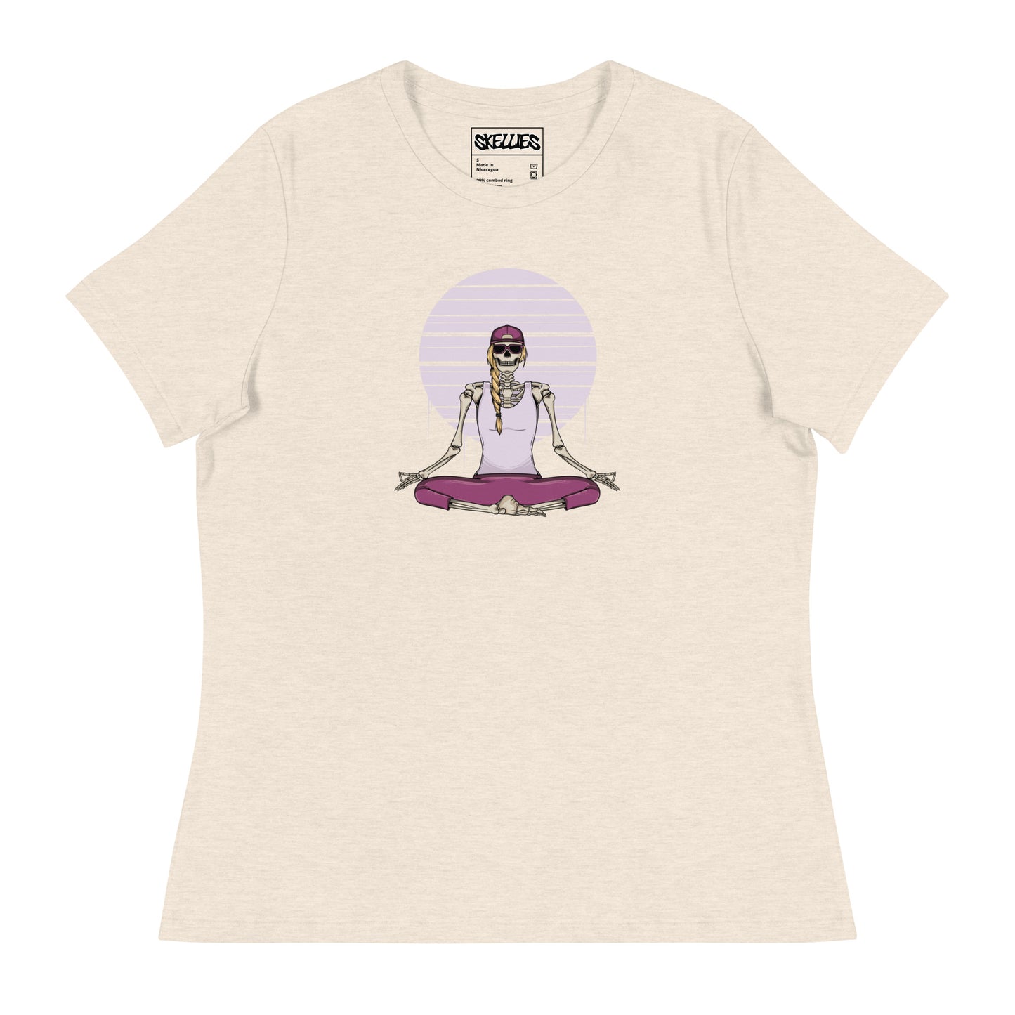 SKELLIES Women's Graphic T-shirt - Skeleton Yoga T-shirt Print, Relaxed Fit, Casual Wear