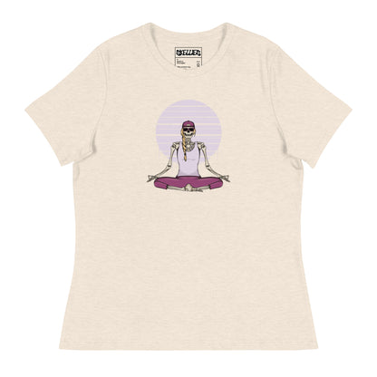 SKELLIES Women's Graphic T-shirt - Skeleton Yoga T-shirt Print, Relaxed Fit, Casual Wear