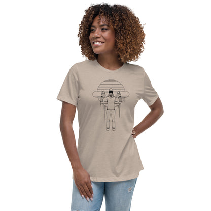 SKELLIES Women's Graphic T-shirt - Skeleton Snowboarding T-shirt Line Print, Relaxed Fit, Casual Wear