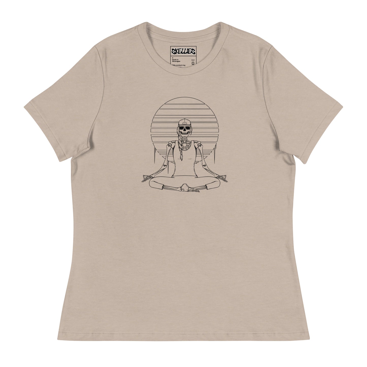 SKELLIES Women's Graphic T-shirt - Skeleton Yoga T-shirt Line Print, Relaxed Fit, Casual Wear