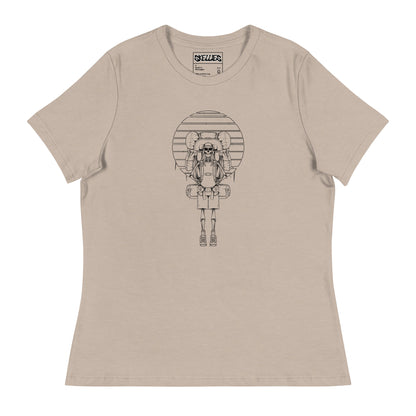 SKELLIES Women's Graphic T-shirt - Skeleton Hiking T-shirt Line Print, Relaxed Fit, Casual Wear