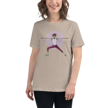 SKELLIES Women's Graphic T-shirt - Skeleton Yoga Warrior T-shirt Print, Relaxed Fit, Casual Wear