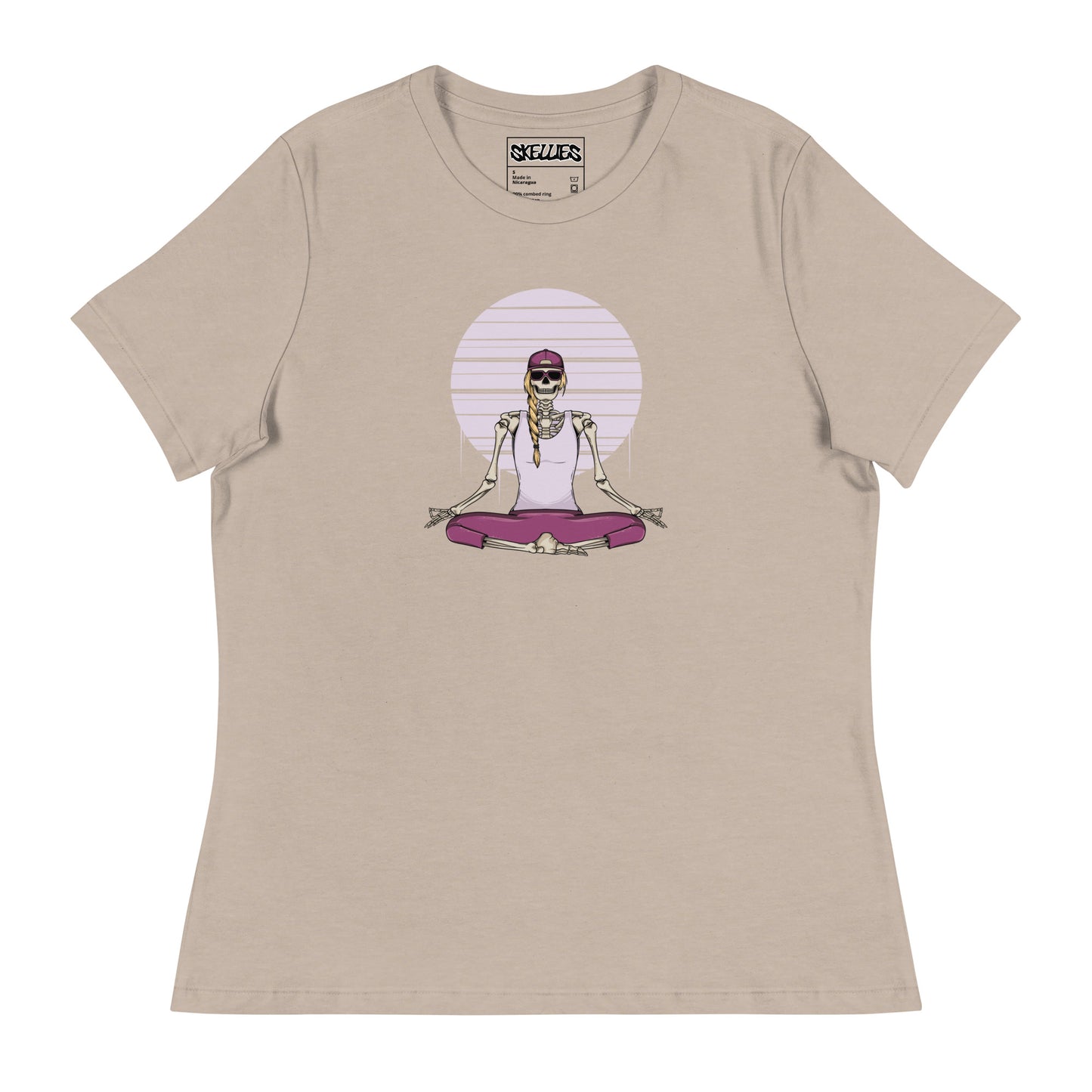 SKELLIES Women's Graphic T-shirt - Skeleton Yoga T-shirt Print, Relaxed Fit, Casual Wear