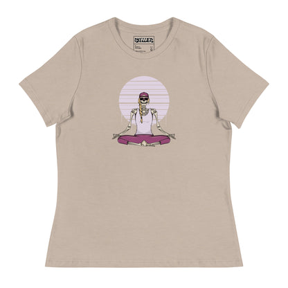 SKELLIES Women's Graphic T-shirt - Skeleton Yoga T-shirt Print, Relaxed Fit, Casual Wear