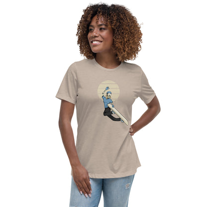 SKELLIES Women's Graphic T-shirt - Skeleton Snowboarding Grab T-shirt Print, Relaxed Fit, Casual Wear