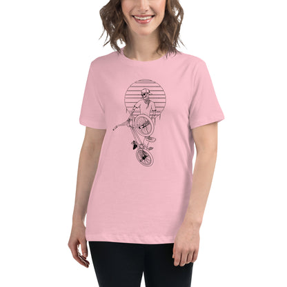 SKELLIES Women's Graphic T-shirt - Skeleton BMXING T-shirt Line Print, Regular Fit, Casual Wear