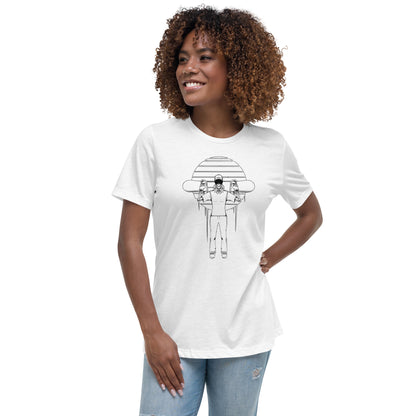 SKELLIES Women's Graphic T-shirt - Skeleton Snowboarding T-shirt Line Print, Relaxed Fit, Casual Wear