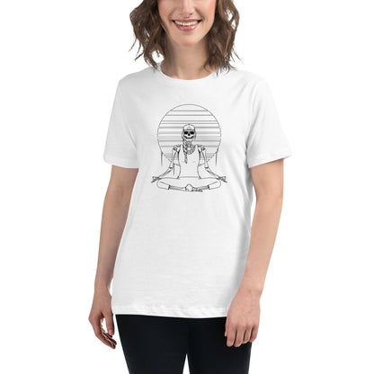 SKELLIES Women's Graphic T-shirt - Skeleton Yoga T-shirt Line Print, Relaxed Fit, Casual Wear