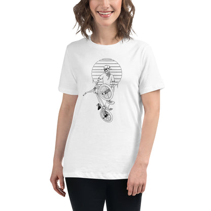 SKELLIES Women's Graphic T-shirt - Skeleton BMXING T-shirt Line Print, Regular Fit, Casual Wear