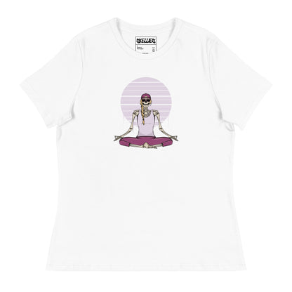 SKELLIES Women's Graphic T-shirt - Skeleton Yoga T-shirt Print, Relaxed Fit, Casual Wear