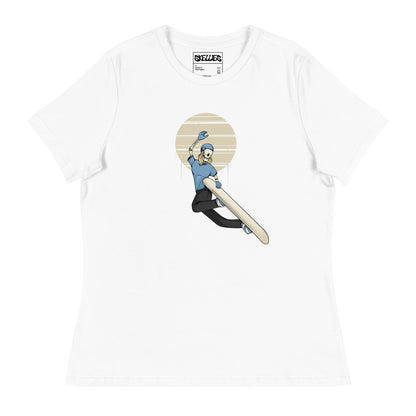 SKELLIES Women's Graphic T-shirt - Skeleton Snowboarding Grab T-shirt Print, Relaxed Fit, Casual Wear